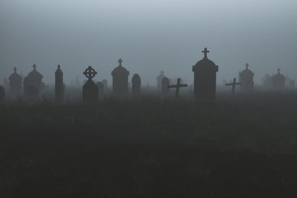 cemetery at night